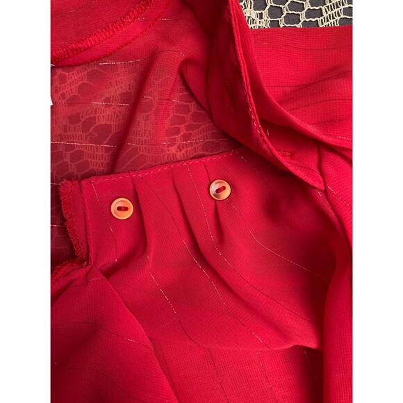 Jonathan Martin Vintage 70s Sheer Red Pin Stripe Blouse Retro Size Small Medium - Picture 10 of 11